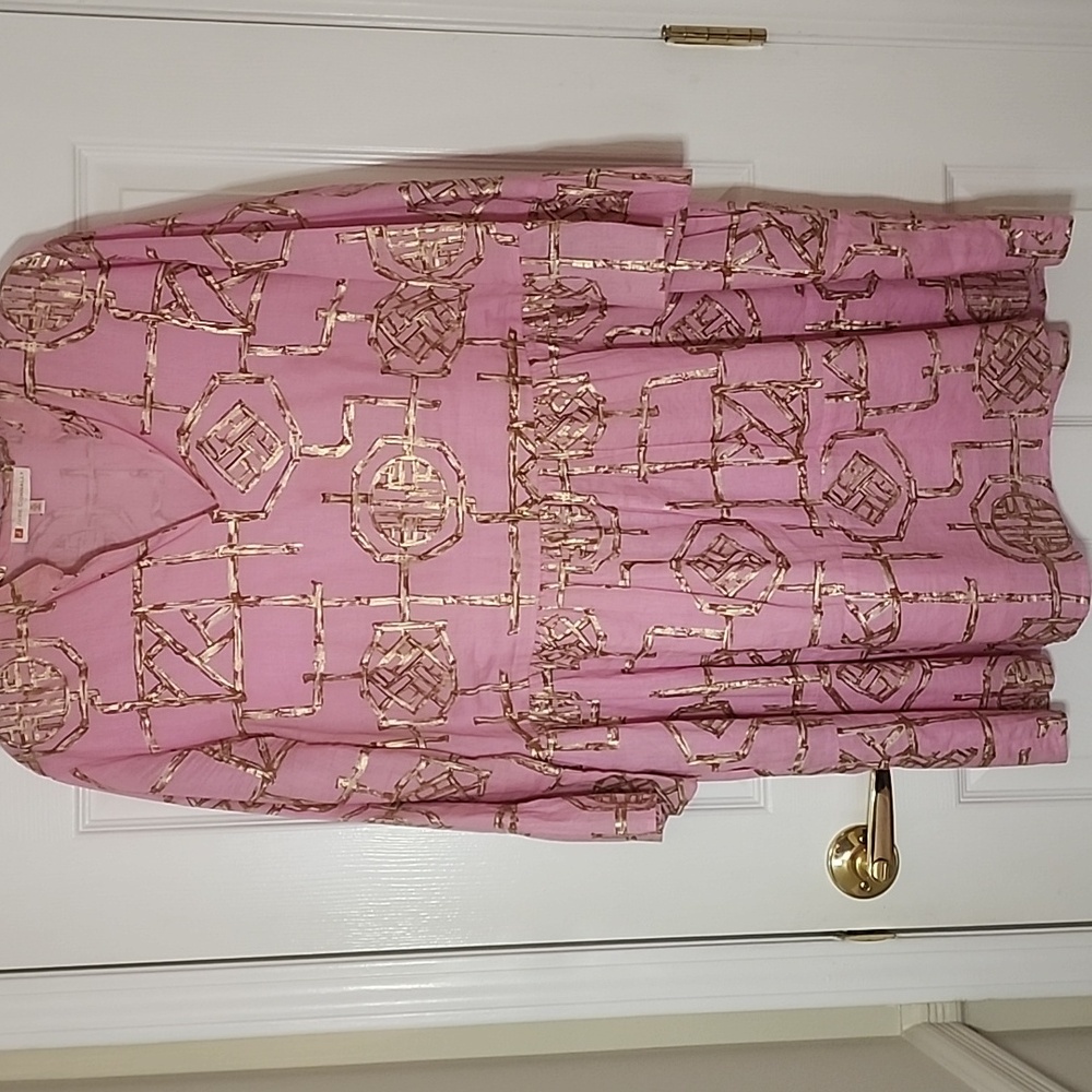 Jude Connally EUC Pink and Gold XL Dress 100% Cotton